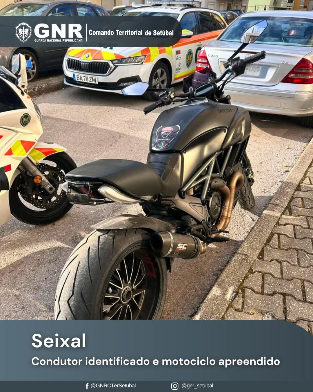 CAÇA AO MOTARD NA A2: GNR apreende motociclo após perseguição no Seixal