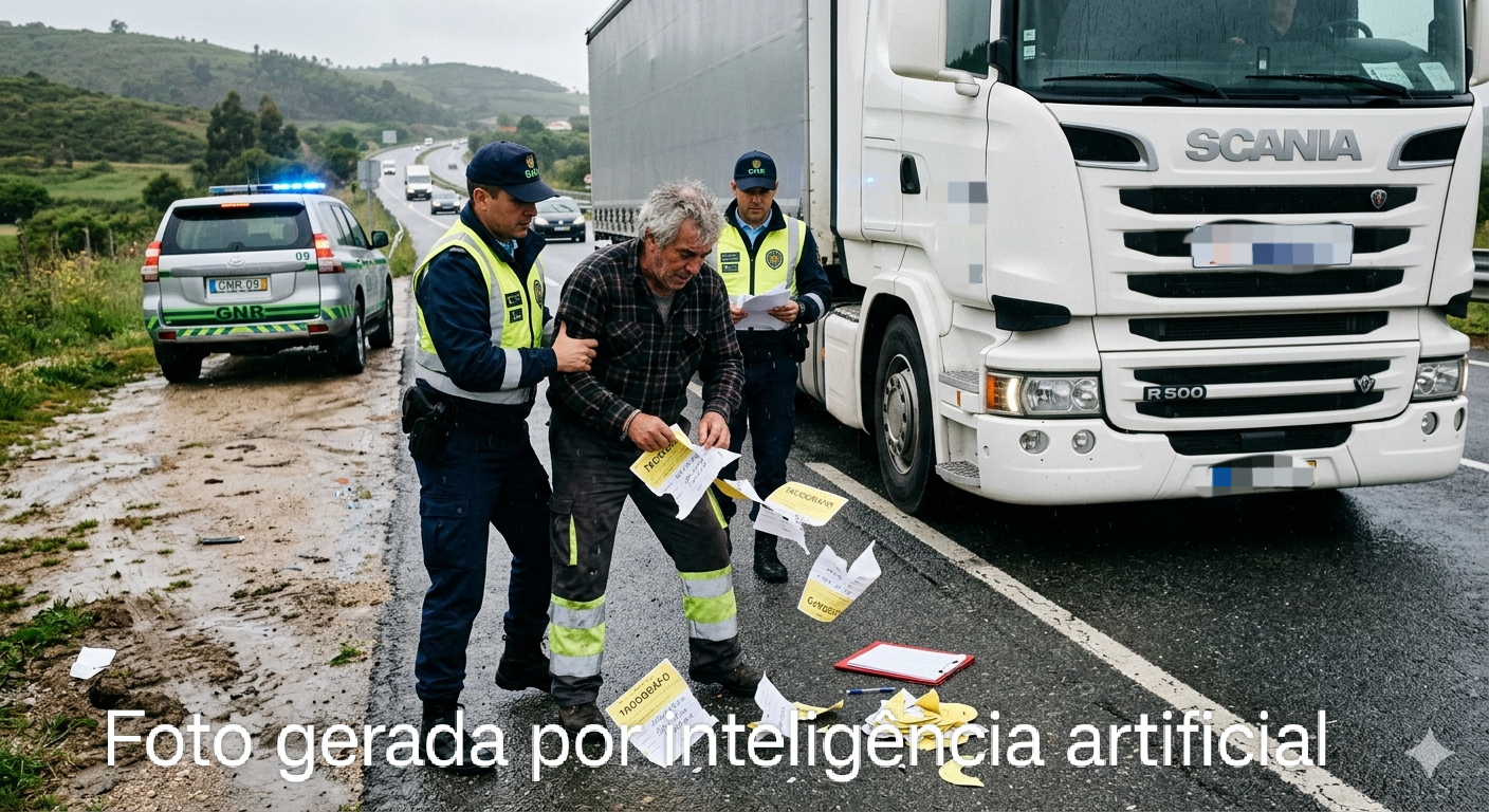 Camionista detido por destruir registos de tacógrafo em frente à GNR