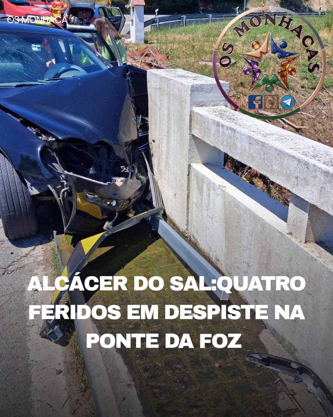 Alcácer do sal:Quatro feridos em despiste na ponte da Foz