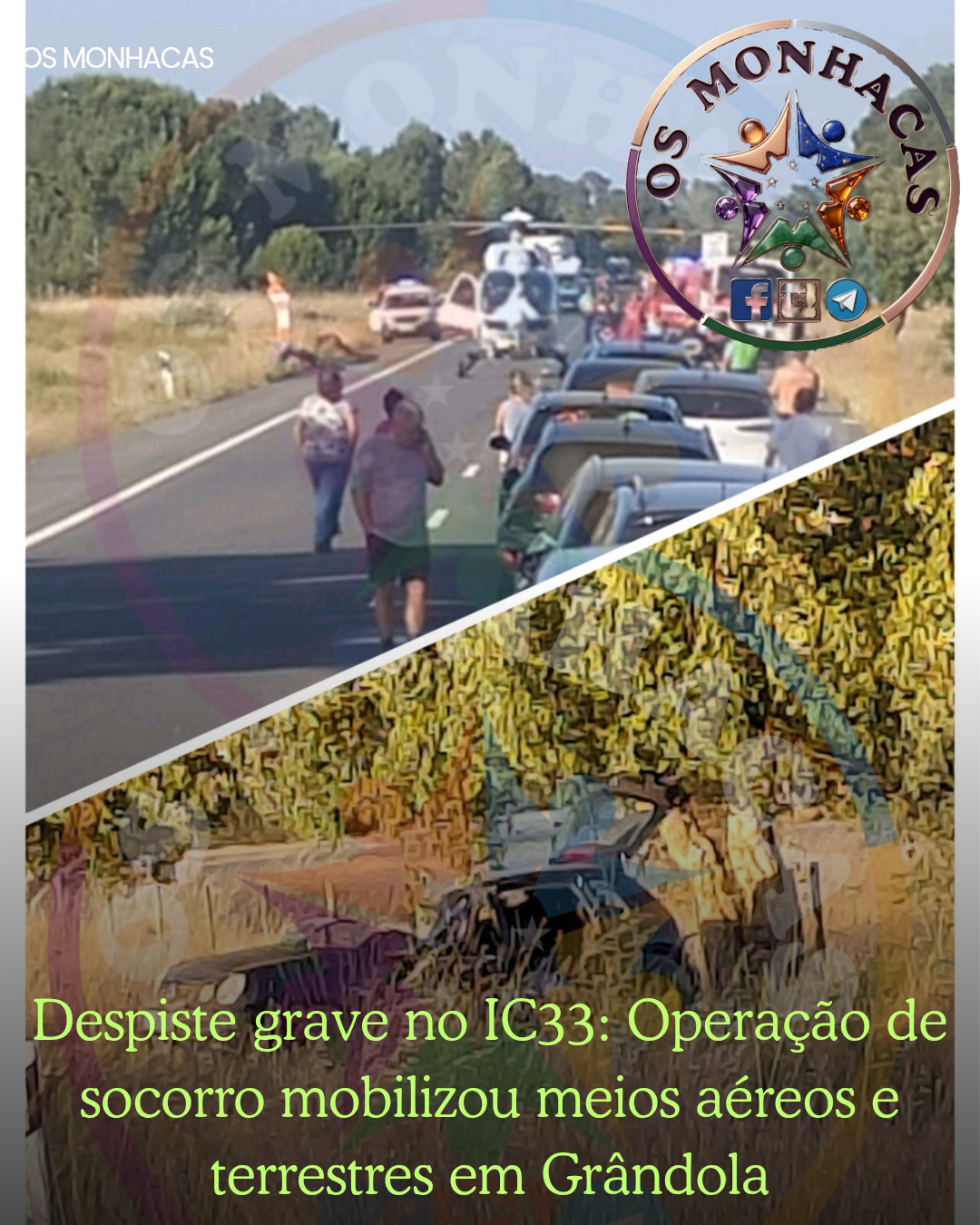 Despiste grave no IC33: Operação de socorro mobilizou meios aéreos e terrestres em Grândola