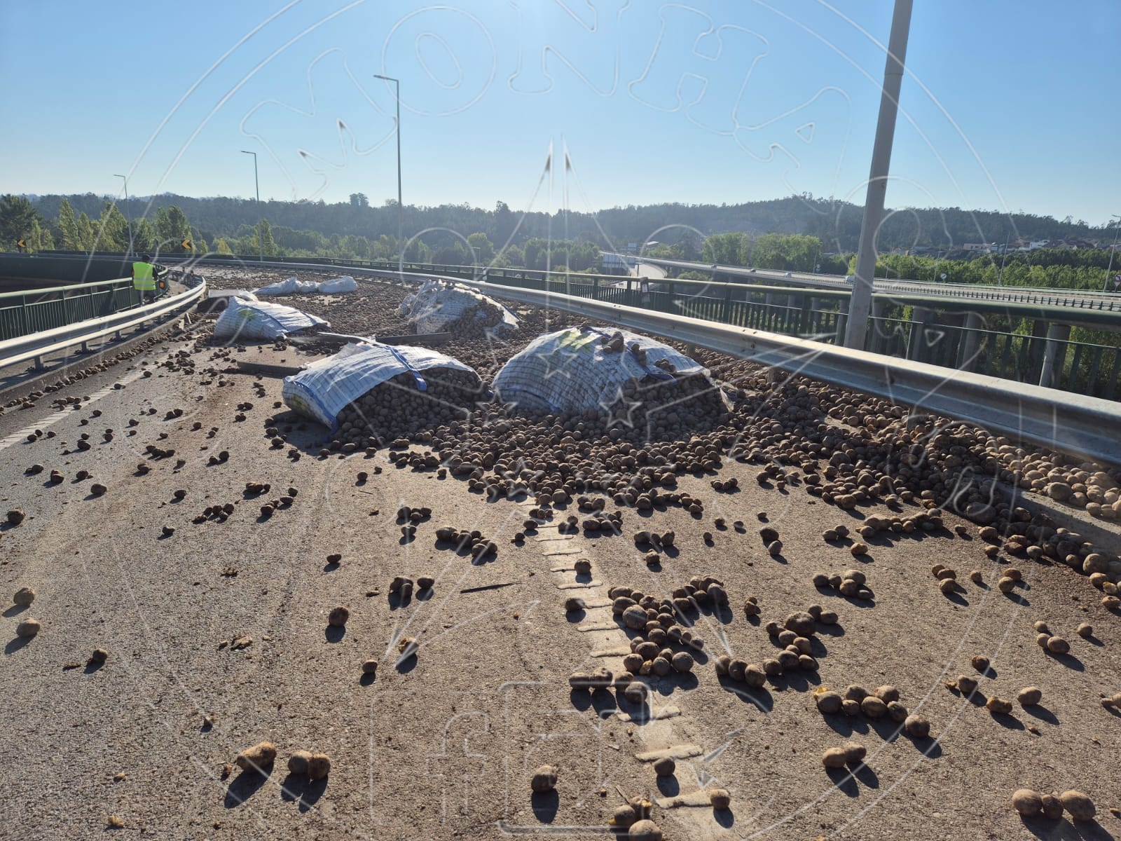 Perda de carga de batatas corta circulação no acesso à A1 em Coimbra