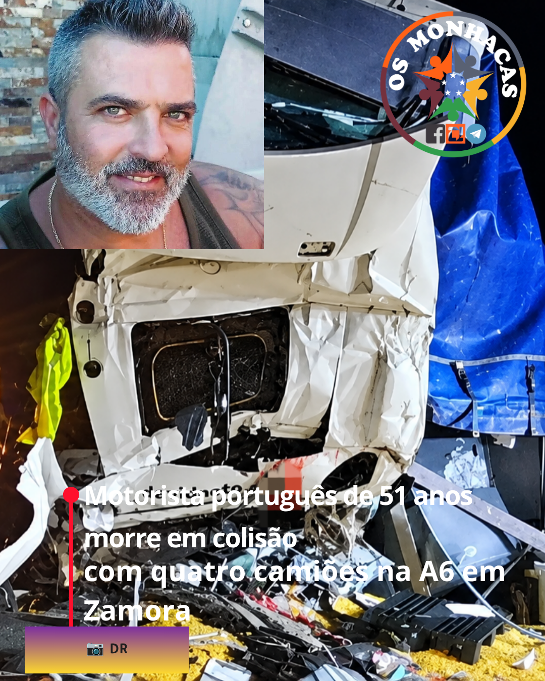 Motorista português de 51 anos morre em colisão com quatro camiões na A6 em Zamora